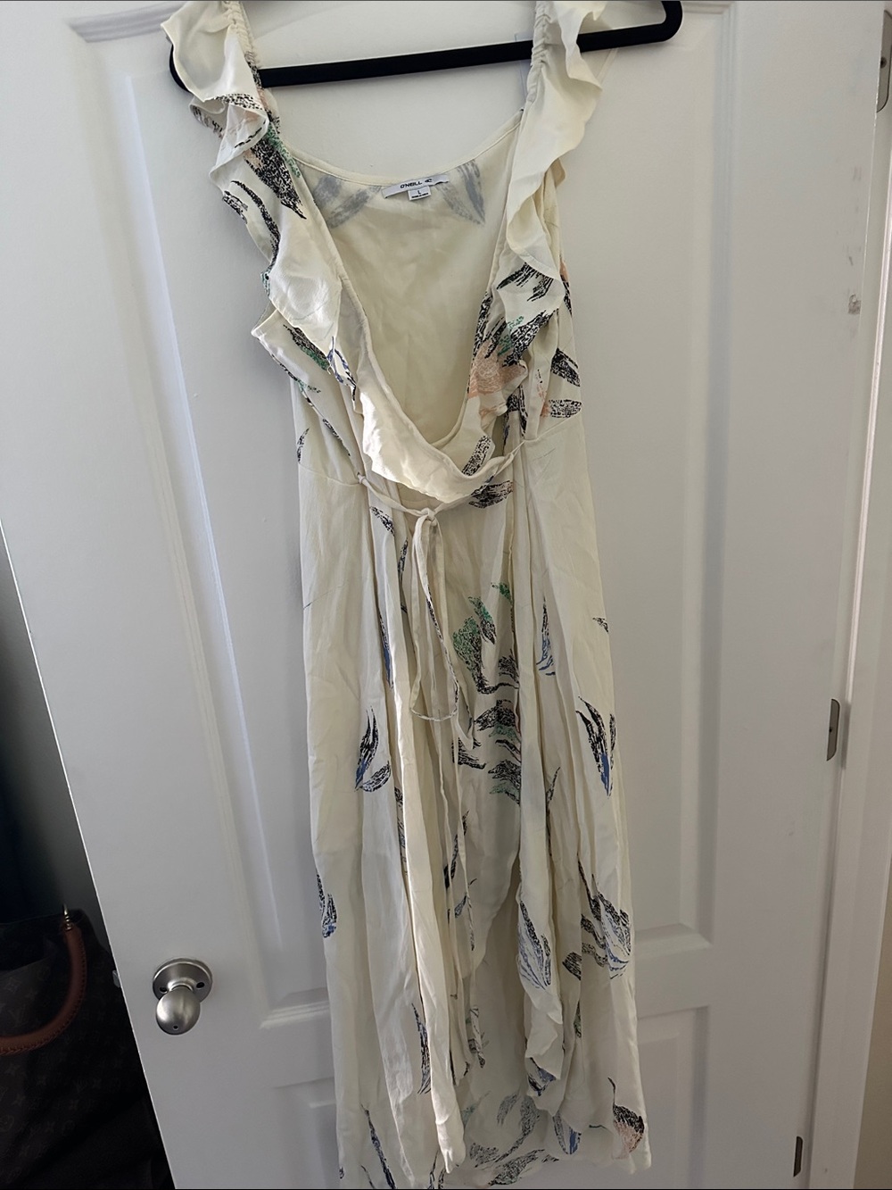 O'Neill Cream Floral Ruffle Wrap Maxi Dress